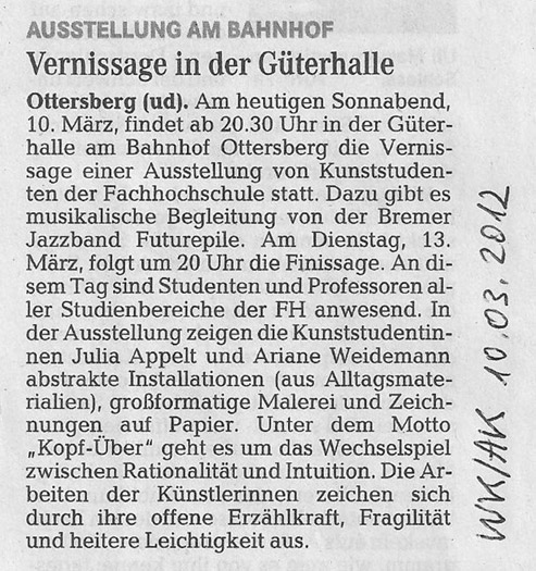 Zeitungsartikel vom 10.03.2012, Weserkurier